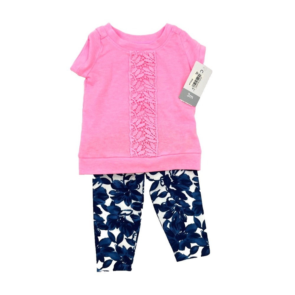 Carter's Baby Girl Pink & Floral Two Piece Set 12 Months New